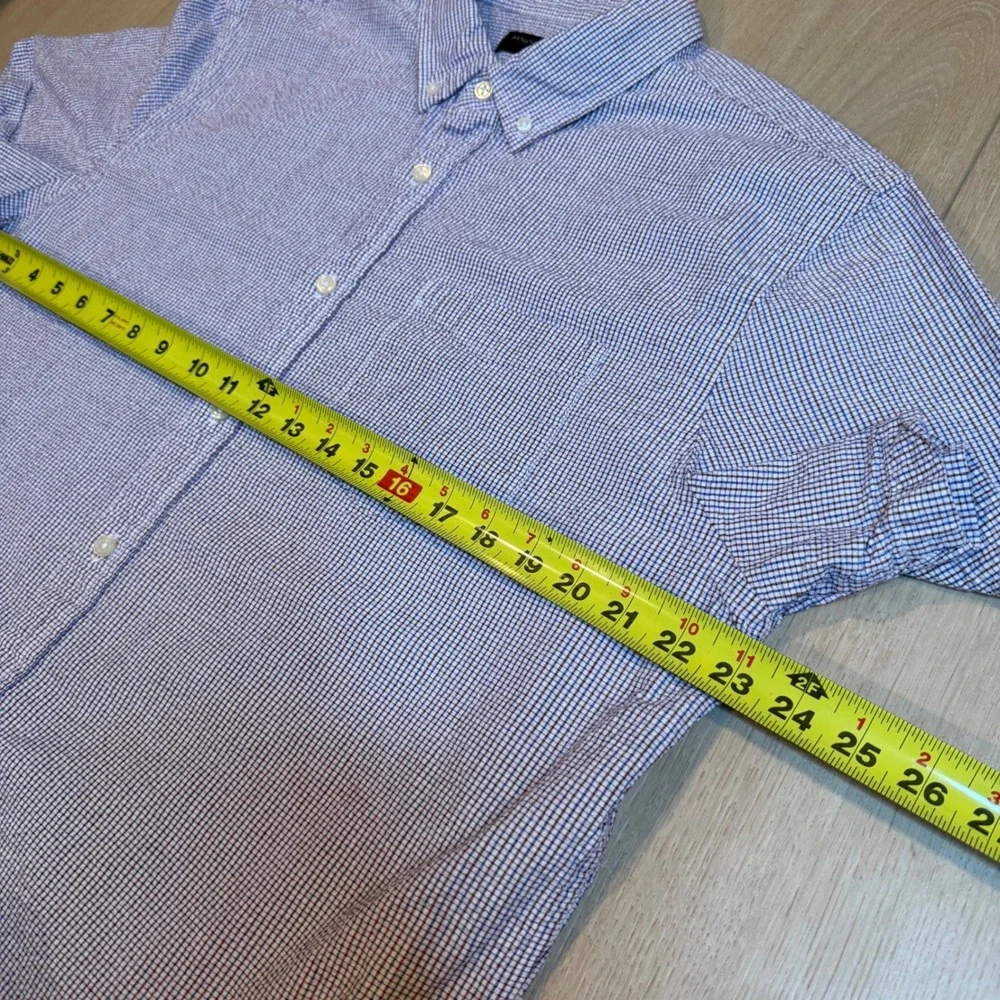 Banana Republic Button down  Shirt Mens XL Seersucker Micro Check Short Sleeve